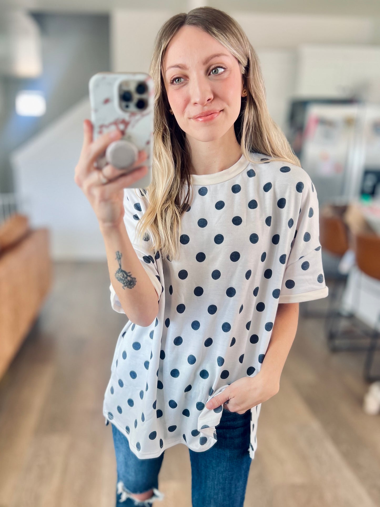 *new* Play Date in Paris Polka Dot Boyfriend Tee