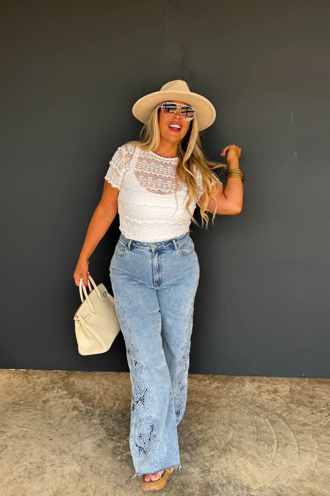 PREORDER: Floral Charm Wide Leg Jeans // eta early May