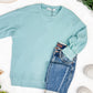 Corrine Ribbed Pullover Top - Dusty Blue