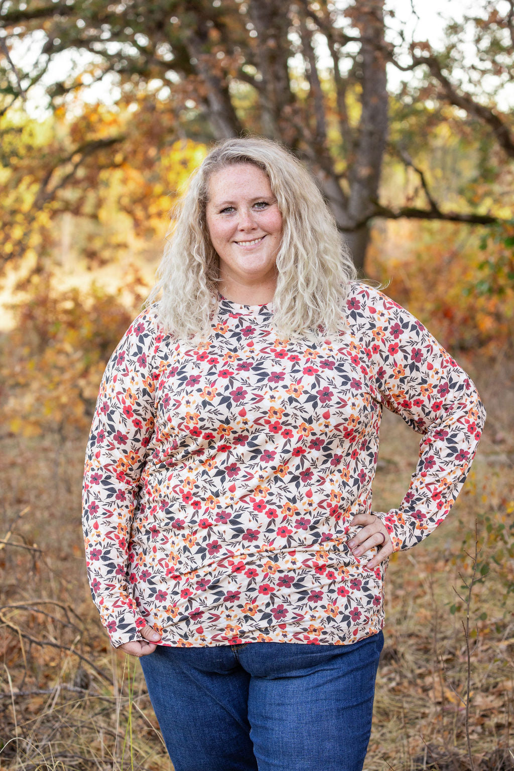 Blair Long Sleeve Top - Red Floral