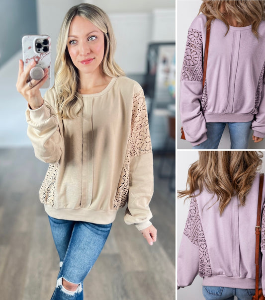 Larson Crochet Knit Pullover