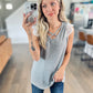 Lace Cross Front Top in Grey