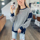 *free ship today* Lonnie Navy Striped Pullover