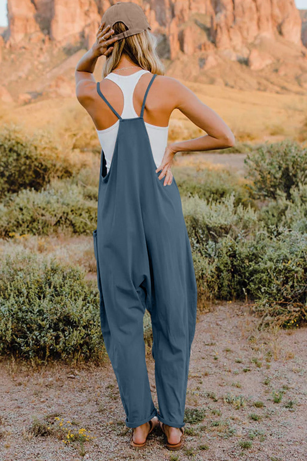 Roam V-Neck Pocketed Jumpsuit