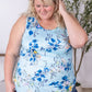 Luxe Crew Tank - Light Blue Floral Bliss