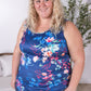 Luxe Crew Tank - Navy Floral Bliss