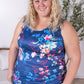 Luxe Crew Tank - Navy Floral Bliss