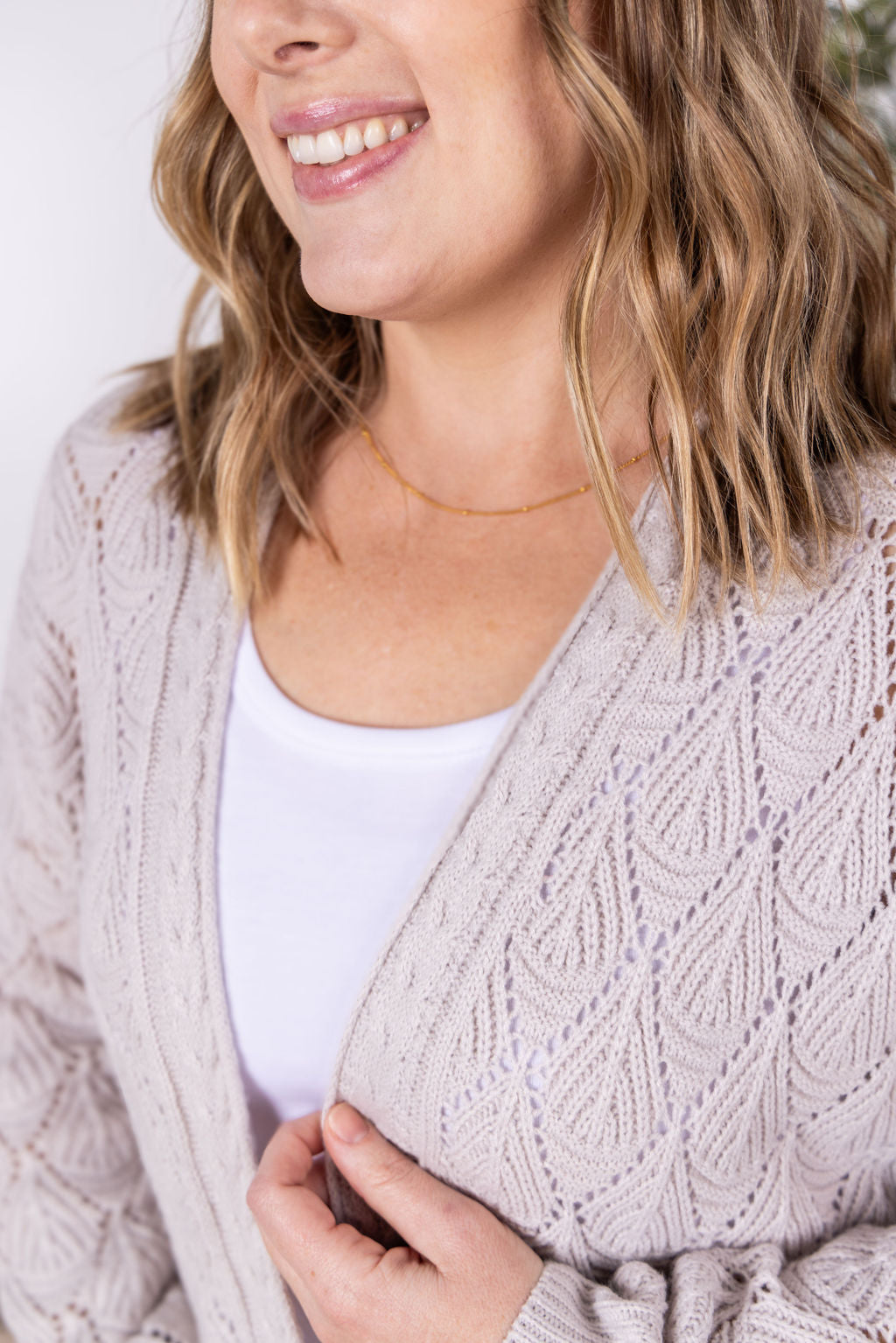 Open Knit Cardigan - Neutral