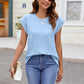 Textured Round Neck Cap Sleeve Top