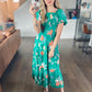 Lydia Midi Dress in Green Florals