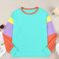 Blair Color Block Round Neck Long Sleeve Top