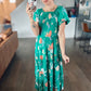 Lydia Midi Dress in Green Florals