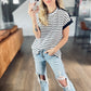Sailing the Seas Stripe Button Top