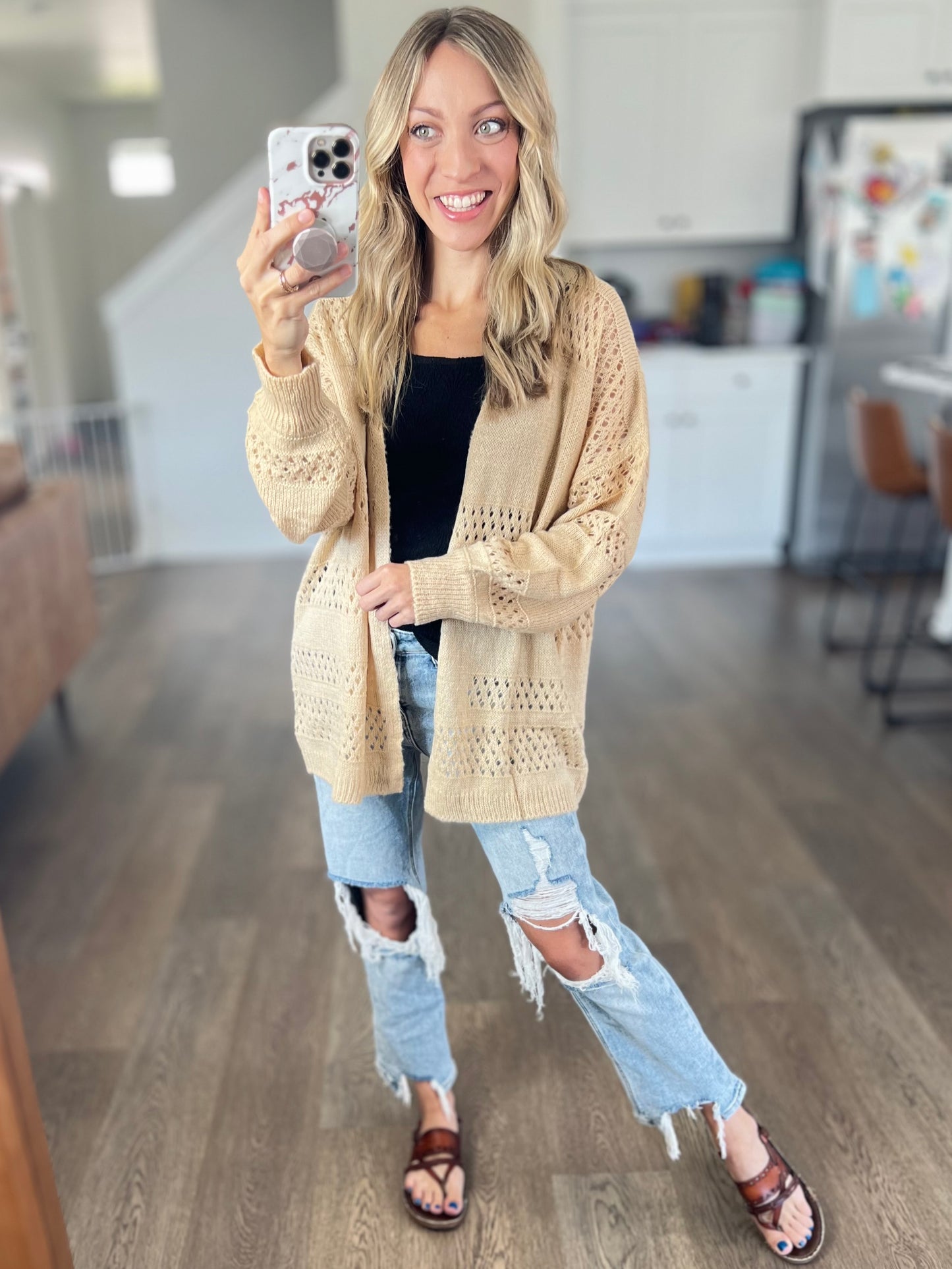 Openwork Long Sleeve Cardigan