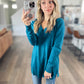 V-Neck Front Seam Sweater in Heather Ocean Teal