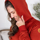 Tatum Textured Pullover Hoodie - Rust