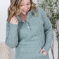 Geometric Button Snap Pullover - Sage