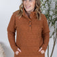 Geometric Button Snap Pullover - Rust