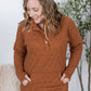 Geometric Button Snap Pullover - Rust