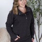 Geometric Button Snap Pullover - Black