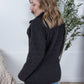 Geometric Button Snap Pullover - Black