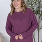 Corrine Ribbed Pullover Top - Plum