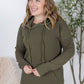 Kacey Ribbed Hoodie - Olive
