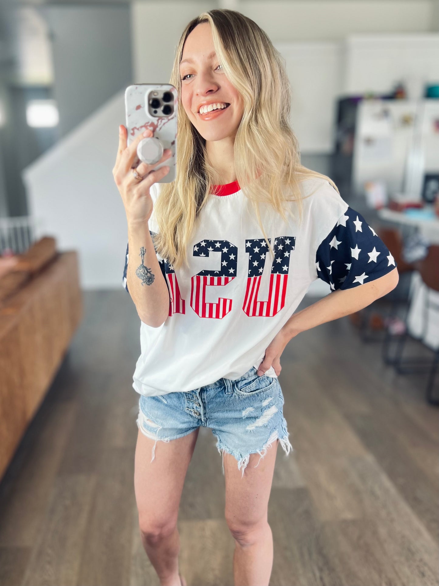 *free ship today* USA Print Boyfriend Tee