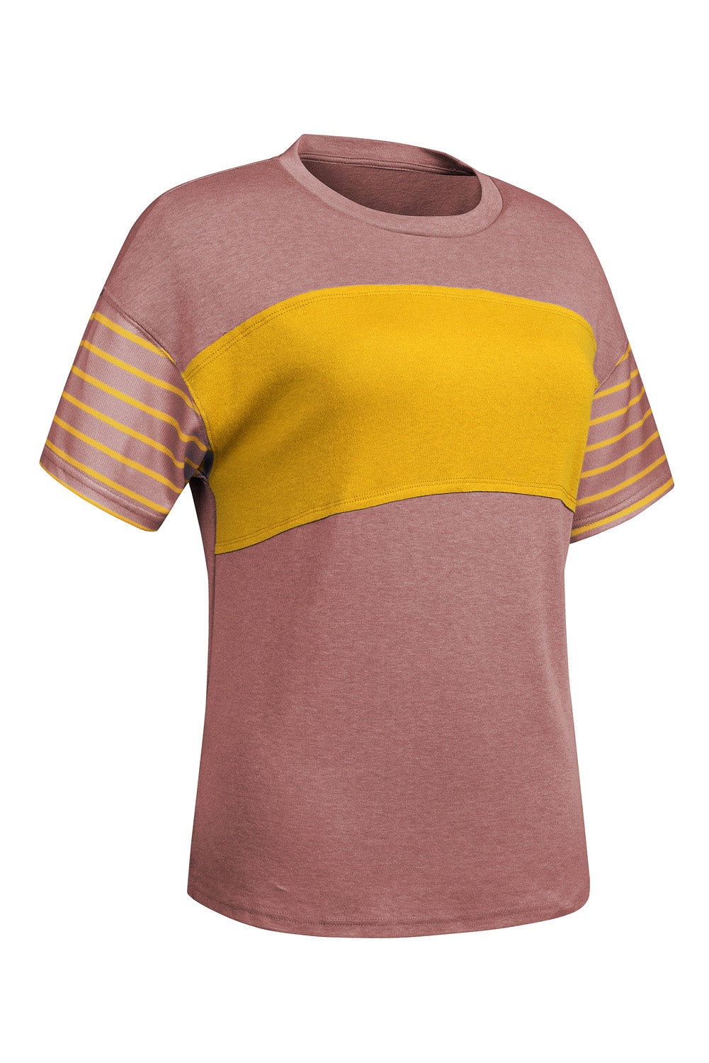 Color-block Round Neck Short Sleeve Tee