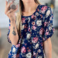 Deep Blue Floral Blouse