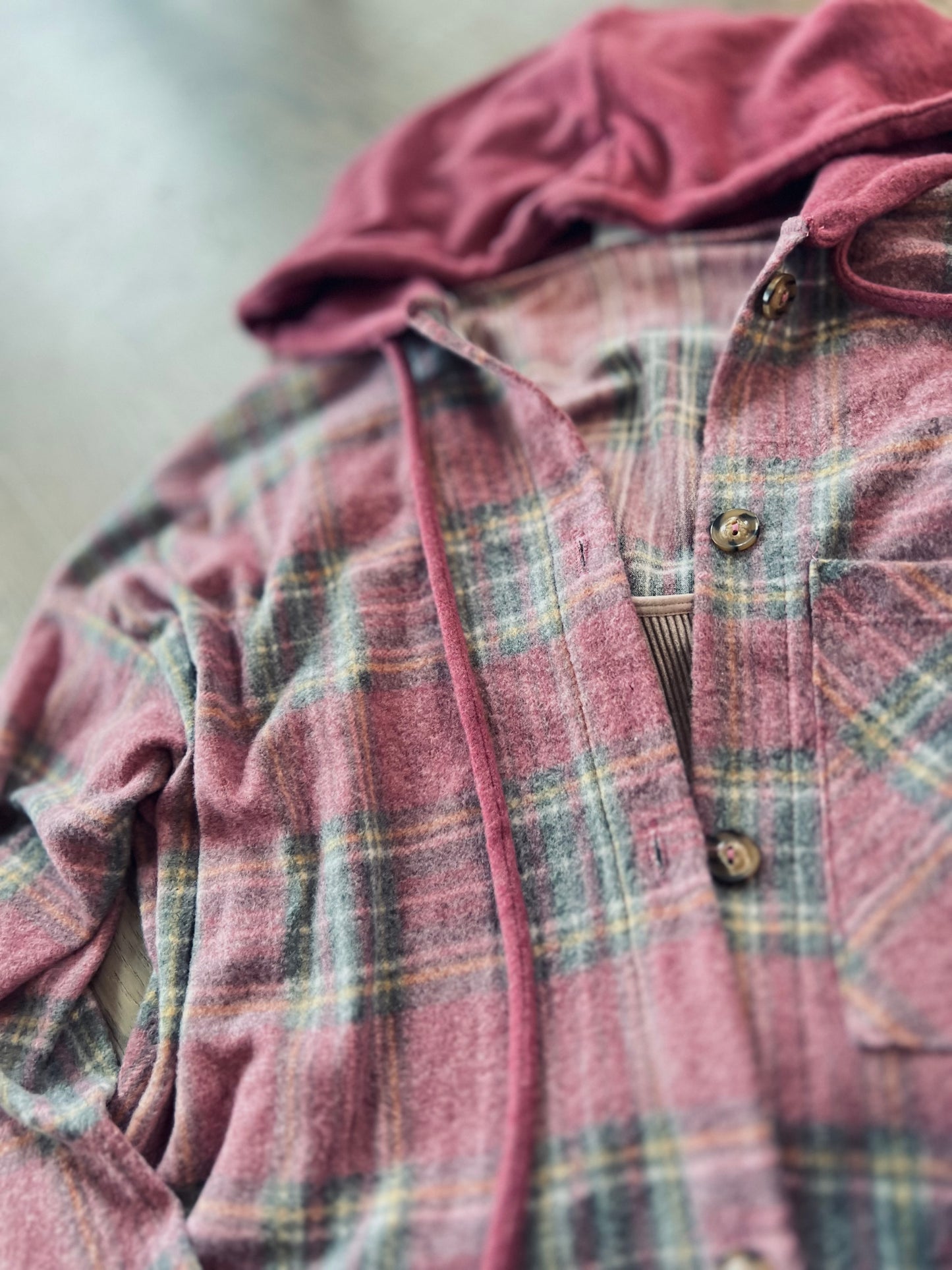 Valley Plaid Hooded Button Down