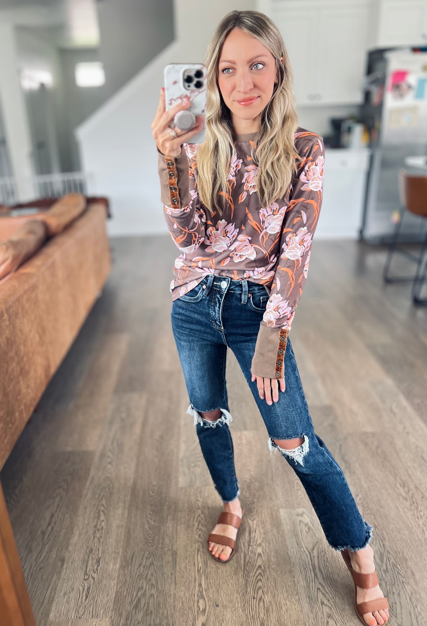 *free ship today* Emmy Floral Waffle Top