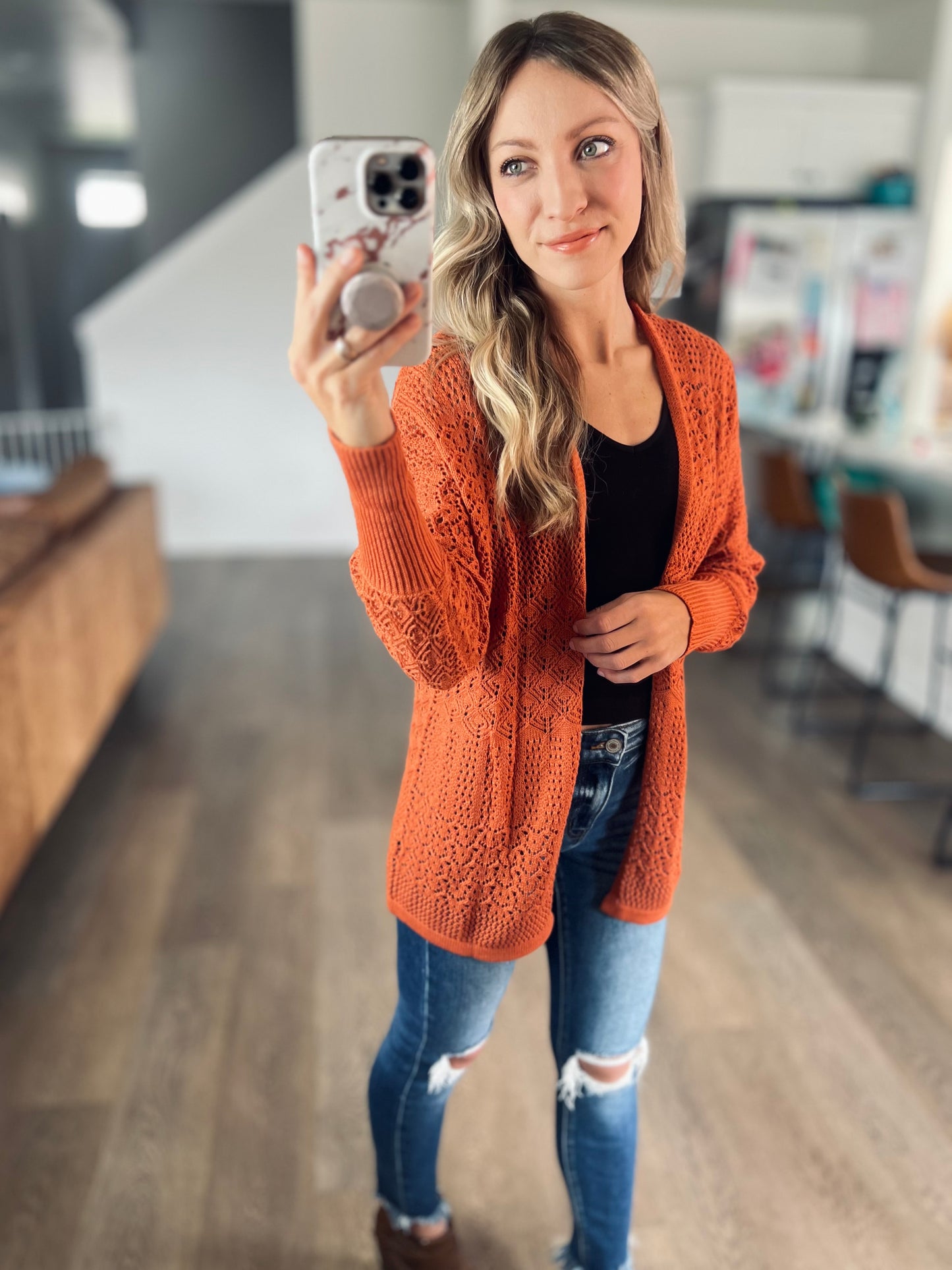 *free ship today* Halle Open Weave Cardigan