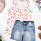 Luxe Crew Tank - Ivory Pink Floral
