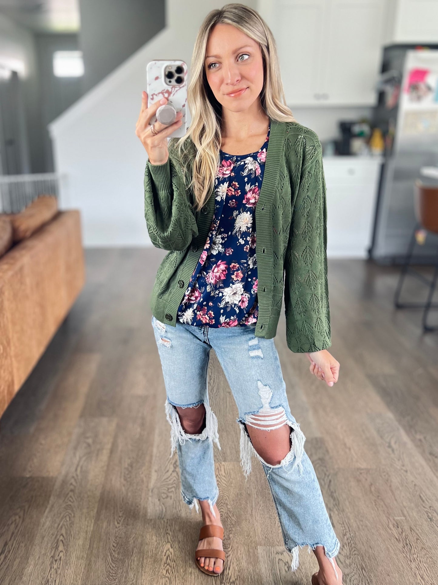 Deep Blue Floral Blouse