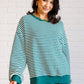 Jess Striped Drop Shoulder Top in Green