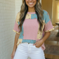 Patchwork Floral Waffle Knit Top
