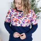 Natalie Pullover - Autumn Purple Abstract and Navy