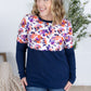 Natalie Pullover - Autumn Purple Abstract and Navy