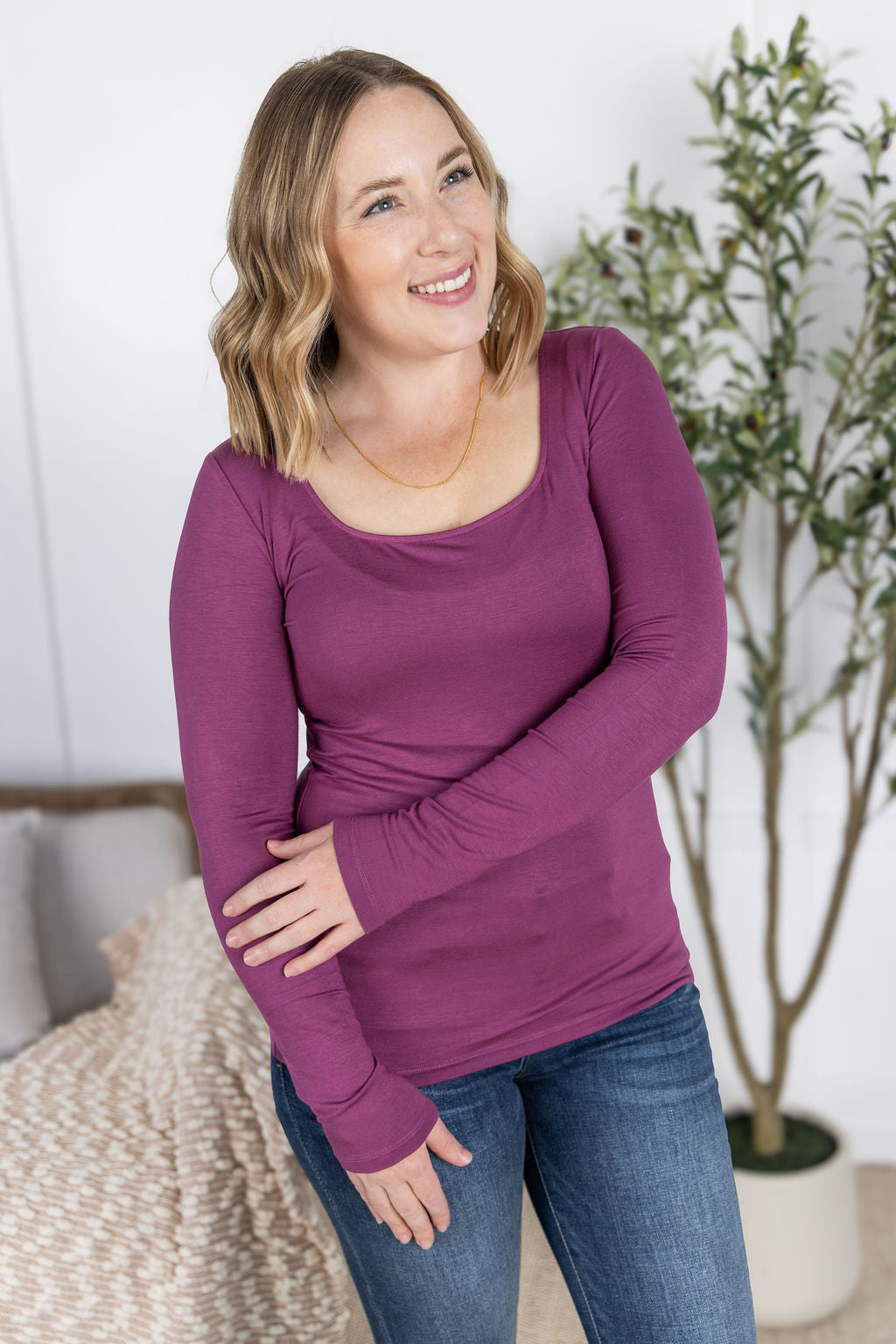 Alyssa Long Sleeve Top - Mulberry