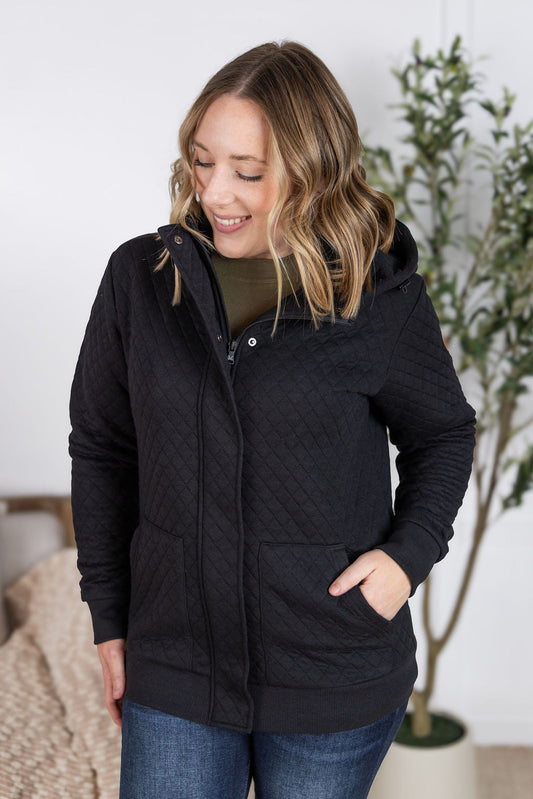 Kyla Zipper Snap Jacket - Black