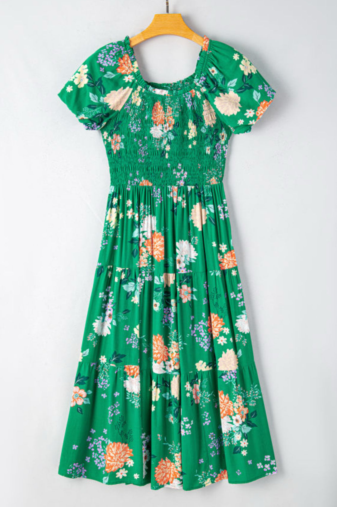Lydia Midi Dress in Green Florals