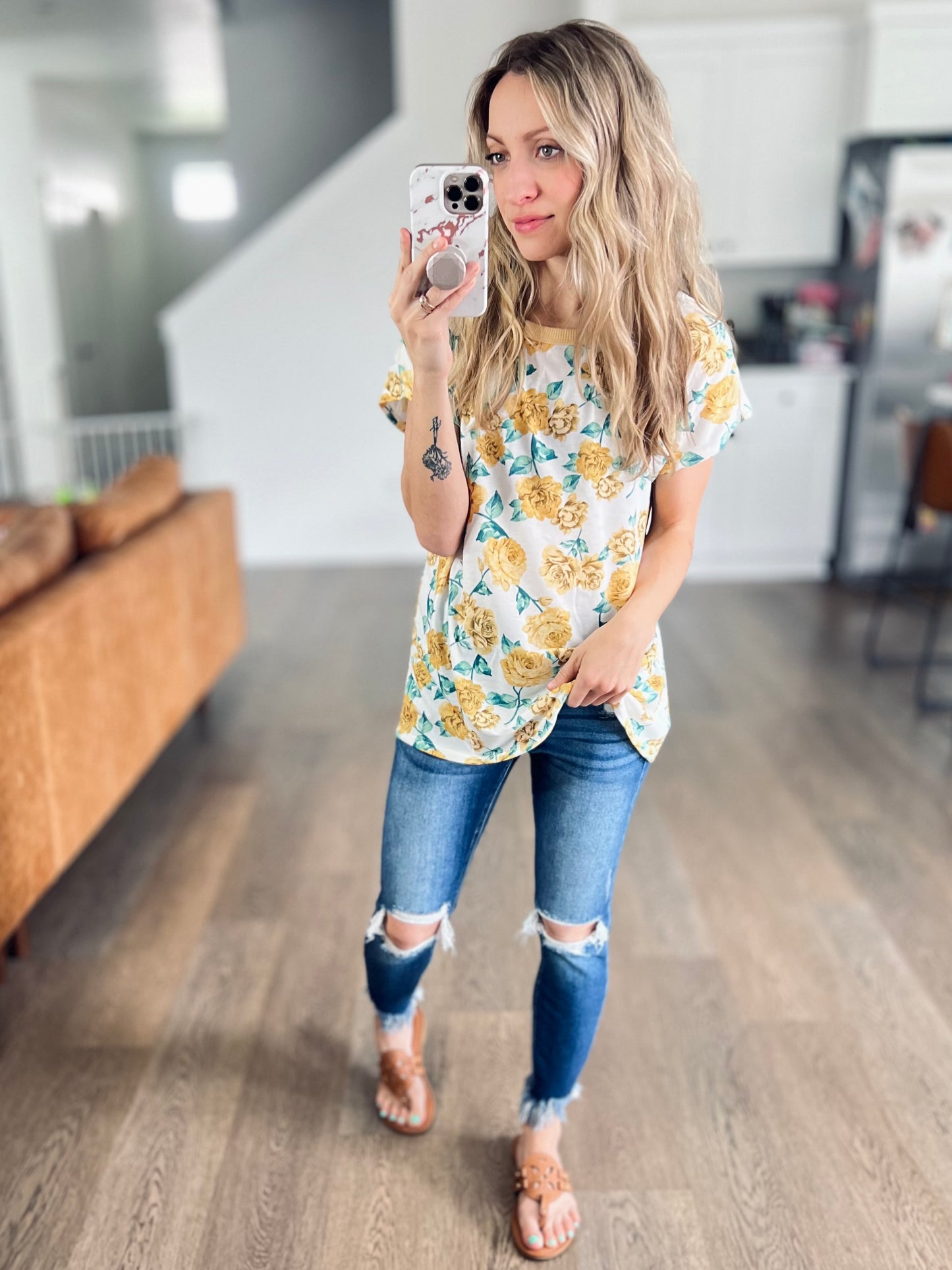 Floral Top in Golden Rose