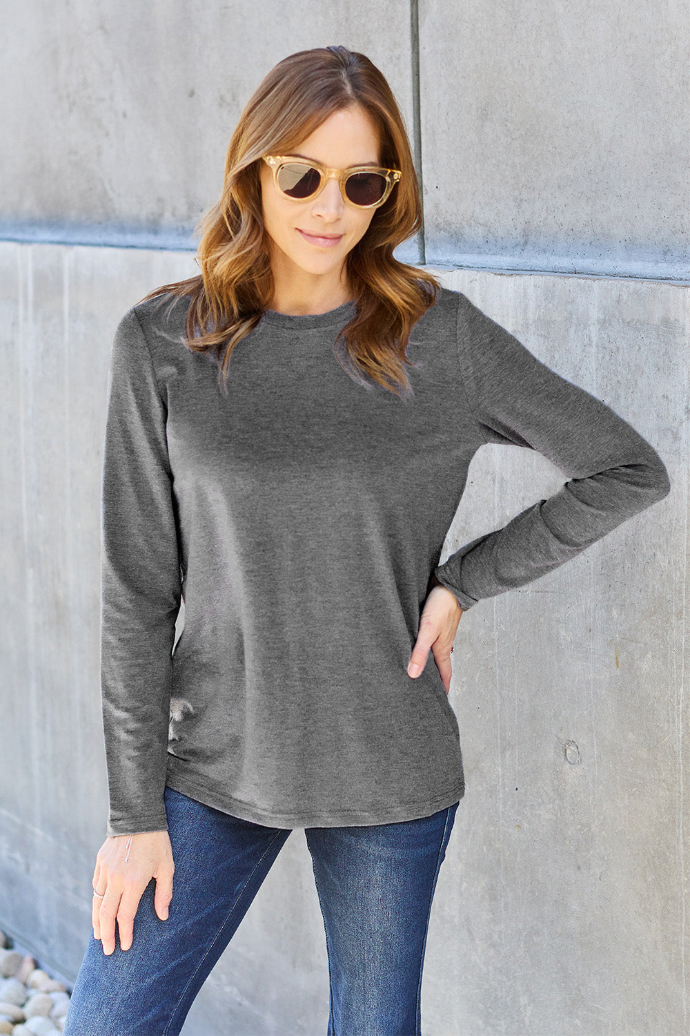 The Basics Round Neck Long Sleeve Top