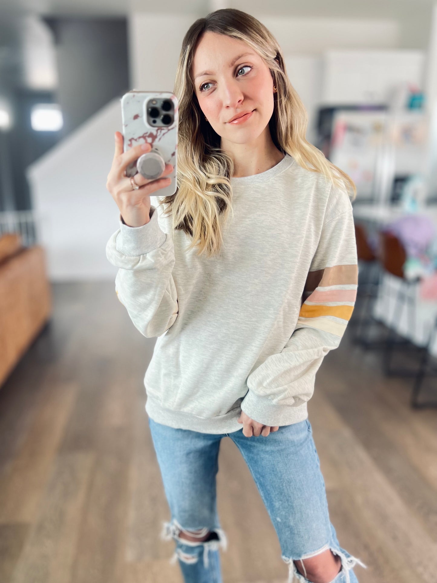 *free ship today* Vintage Varsity Pullover in Ash