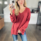 Comfort V-Neck Top in Mineral Red