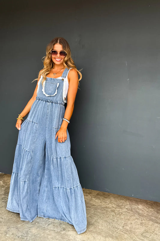 PREORDER: Boho Lace Denim Overalls // eta May