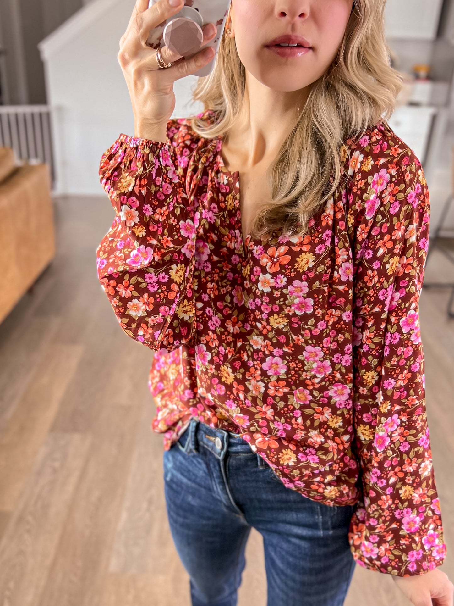 Brunch Blouse in Rust Floral