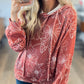 Maxine Floral Ribbed Hoodie in Rust