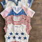 Red Stripe Button Top